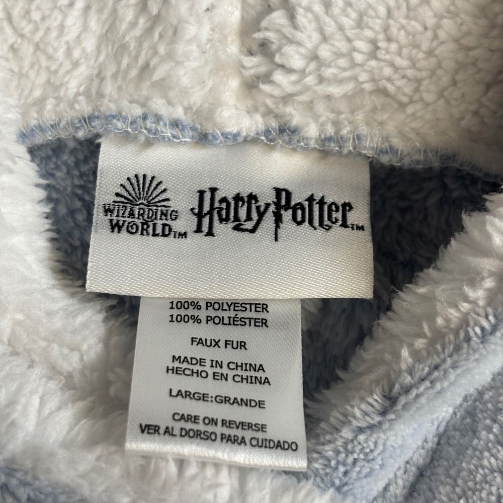Harry Potter Womens L Blue Hogwarts Fleece Sherpa Wearable Blanket Loungewear - Picture 3 of 12